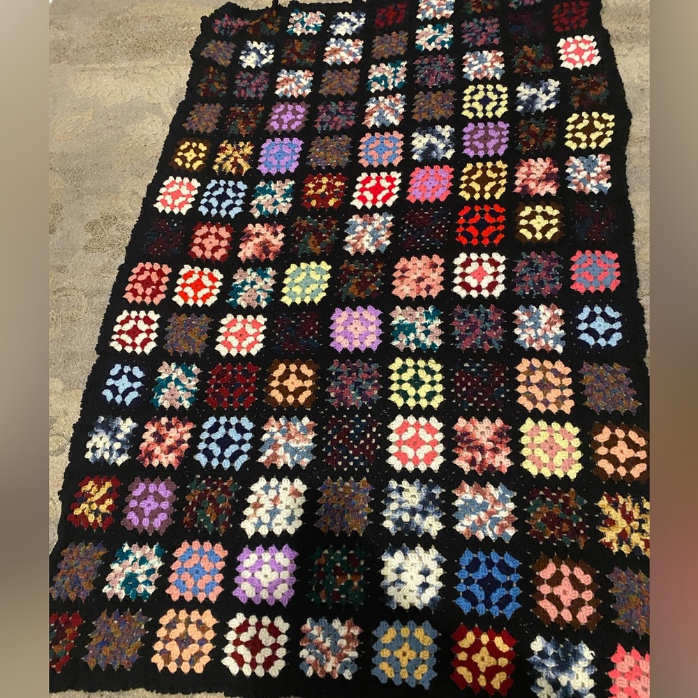 Large Granny Square Crochet Blanket Boho